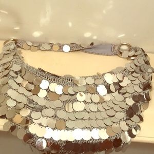 Silver sequin purse